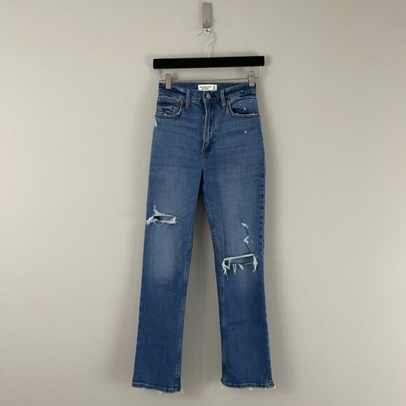 Abercrombie & Fitch Ultra High Rise The Ankle Straight Jeans Size 24 Long - Picture 1 of 6